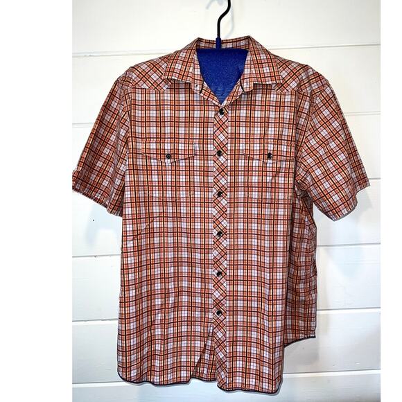 Tommy Bahama Shirt Men's XL Orange plaid island crafted Short Sleeve cotton - Picture 1 of 6